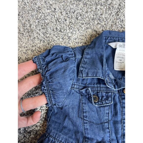 Baby Guess Girl’s Size 24 Months Blue Lightweight Chambray-like Button-up Dress - Picture 5 of 6